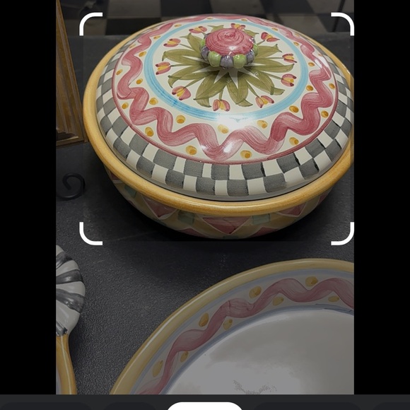 MacKenzie-Childs bundle.Purple, yellow, pink, blue, green with checkers dishes. - Picture 6 of 8